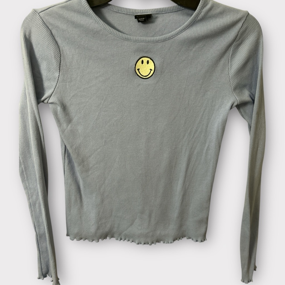 Art Class Gray Fitted Crop Long‎ Sleeve Tee